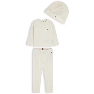 Tommy Hilfiger Neugeborenen-Geschenkset TOMMY HILFIGER, Mädchen, Gr. 56, weiß (ivory petal), Strick, Obermaterial: 100% Baumwolle, unifarben, KOB Set-Artikel, weiche Strickqualität, für Babys
