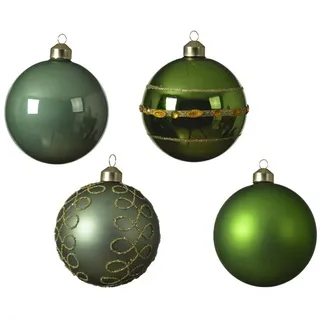 MARELIDA Weihnachtsbaumkugel Christbaumkugel Weihnachtskugel Glas D: 10cm grün salbeigrün 4 St. (4 St) grün
