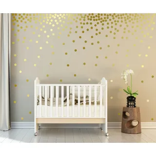 WandSticker4U®- 162x Wandtattoo Punkte in GOLD selbstklebend I goldene Aufkleber Kreise für Wände und Möbel I Wandsticker Kinderzimmer Sternenhimmel Dots (D. Punkte: Gold)