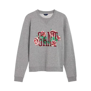 GANT Damen O1. Rose C-Neck Sweat Sweatshirt, Grey Melange, M - M