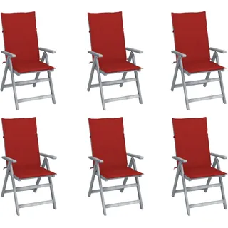 vidaXL Hochlehner Gartenstuhl 57 x 69 x 110 cm grau/rot 6 St.
