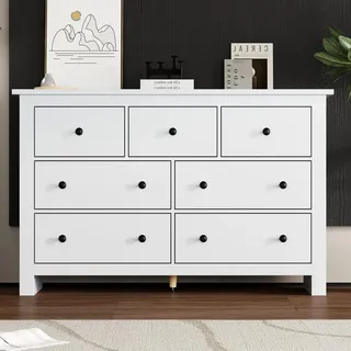 Sweiko Moderne minimalistische große Kapazität Esszimmer Schrank mit mehreren Schubladen Buffet, weiß Kaffee Bar Schrank mit 7 Schubladen für E...
