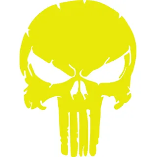 Punisher Wandtattoo Wandaufkleber Schädel Totenkopf Wandsticker Skull (S 15cm(H) x 11cm(B), Gelb)