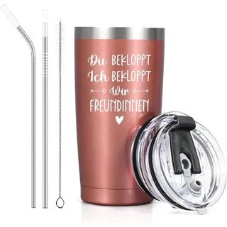 Edelstahl Thermobecher 600ml Mit Spruch, Roségold, Für Freundinnen