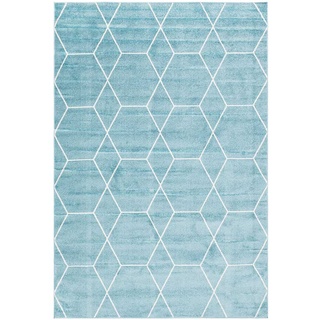 Skandi Stil Teppich in Hellblau und Cemefarben geometrischem Muster