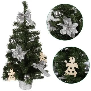 Sarcia.eu Künstlicher Weihnachtsbaum Künstlicher Weihnachtsbaum im Topf mit silbernen Ornamenten 60cm silberfarben
