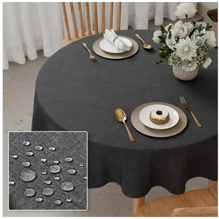 LuxusKollektion Tischdecke Tischdecke rund 140cm dunkelgrau wasserdicht (1-tlg) grau