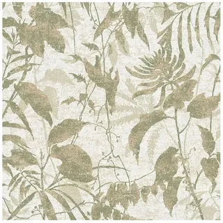 Profhome Florale Tapete Metallische Akzente Creme Grün Gold 0,53 m x 10,05 m 5,33 m2 782031-GU