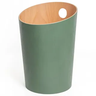 Kazai. Design-Papierkorb 'Bennet' | Einzigartiges Design für Büro, Schlafzimmer, Kinderzimmer u.m. | Mülleimer aus Echtholz-Veneer | Grün