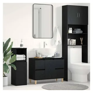 vidaXL Waschbeckenschrank mit Tür Schwarz Eichen-Optik 80 x 33 x 60 cm