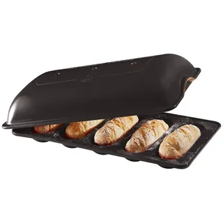 Emile Henry Brotbackform Keramik Mini-Baguette-Set Brotbackform schwarz