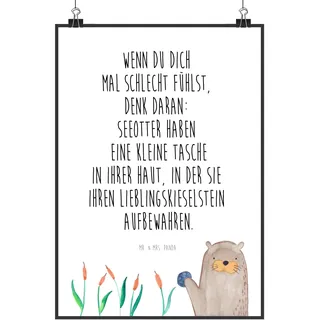 Mr. & Mrs. Panda Poster Otter Stein DIN A5 - Geschenk, wanddeko, Witzige Fakten, Deko Bild, Fun Facts, drucke, Wandbild, Pflanzen, Seeotter, kunstdruck