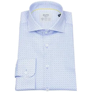 Pure Langarmhemd Slim Fit stark tailliert Haifischkragen blau XL