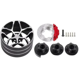 YONMFRDS Für TQI Flysky Noble NB4 X6 X4 SANWA MT44 Für Futaba 7PX 4PX RC4GS RC Sender Aluminium Fernbedienung Lenkrad Handrad RC Autoteile(Black)