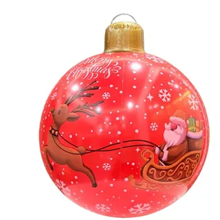 Ylnailky Aufblasbarer Weihnachtsschmuck,PVC Weihnachtsdekoration Aufblasbar | Wasserdicht 61cm Große Kugel | Für Garten Baum Rasen Terrasse Weg Park Hinterhof Haus Dach