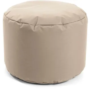 mokebo® Outdoor Pouf o. Hocker 60x40cm in Beige für Balkon & Garten 'Der Ruhestifter', Sitzhocker rund, Bodenkissen, Fußhocker, Sitzpouf, Puff & Beistelltisch mit EPS-Perlen Füllung, Indoor geeignet