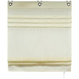 Joyswahl Raffrollo, mit Hakenaufhängung, Hakenösen, freihängend, ohne Bohren, Küche, Wabi-Sabi-Stil, Landhausstill, Leinen beige 80 cm x 140 cm