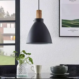 LINDBY Trebale 1-flg. 28 cm zylinderförmig schwarz/holz
