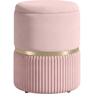 HOMCOM Pouf, Hocker, Fußhocker, Aufbewahrungsbox, Cordvelours, modernes Design, 36 x 36 x 44 cm, für Wohnzimmer, Schlafzimmer, rosa   Aosom