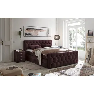 ED EXCITING DESIGN Boxspringbett "Cashfield", inkl. zwei Bettkästen & Topper, erhältlich in den Größen 160x200cm und 180x200cm lila 180 cm x 225 cm
