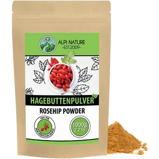 Alpi Nature Hagebuttenpulver 1kg, Hagebuttenmehl, Hagebutten Pulver | Hagebutten getrocknet und gemahlen, ideal für Smoothies, Backwaren, Desserts, Marmeladen, Gelees & Saucen