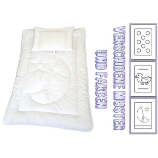 Baby Set Kinder Set Bettdecke U-Kissen Mond Motiv Mikrofaser Farbe Weiß Decke Bettdecke 100x135 cm + U-Kissen 40x60 cm mit Öko-Tex Nachhaltiges Produkt