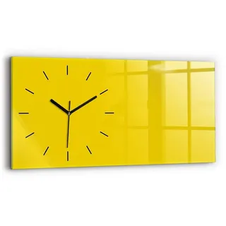 Tulup Wanduhr Glasuhr Rechteckige Wanduhr 60x30 cm Uhr aus Gehärtetem Glas gelb