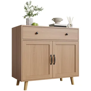 GarveeMore Küchenschrank Sideboard Mit Schubladen, Aufbewahrungsschrank Mit Türen, Landhausstil Buffet-Schrank Für Wohnzimmer, Esszimmer, Küche, Flur, 83x40x77cm
