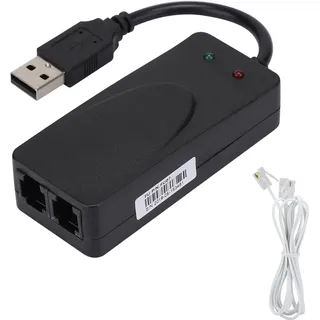 Beufee USB 56k Voice Fax Daten Externes Modem mit Dual Ports, Kabel Modem Kompatibel mit Win 7/Win 8/Win 10/Win Xp und Unterstützung Auto-Dial, Ton und Impulswahl, Auto Answer, Auto Retrain