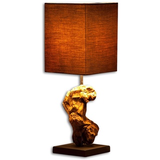 Lampe Tischlampe aus Holz Holzlampe Tischleuchte braun Treibholz 45cm