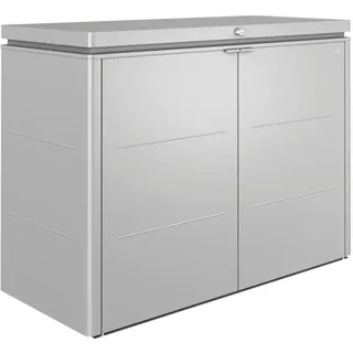 Biohort Kissenbox, Silber, Metall, 200x127x84 cm, Qualität aus Österreich, Deckel aufklappbar, mit Türen, absperrbar, integrierte Durchlüftung, wartungsfrei, regenwasserdicht, Aufbewahrung & Schutzhüllen, Gartenboxen