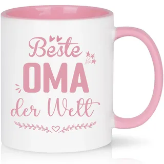 CHUIN DRUCK Kaffeetasse Geschenk für Oma zum Geburtstag - Beste Oma der Welt Tasse mit Spruch - Muttersgeschenk Weihnachtsgeschenkidee, 320ml Rosa