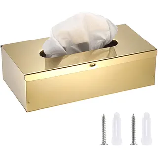 TOLIDA Rechteckige Tissue Box 304 Edelstahl Taschentuchbox Toilettentücher | Kosmetiktücherbox Taschentuchhalter Papiertaschentuchbox Gold 25X13X7.5 CM für Esszimmer Wohnzimmer Schlafzimmer Büro Hotel