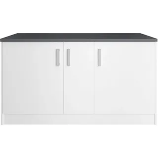 KOCHSTATION Kücheninsel KS-Toronto, Breite 153 cm, MDF-Fronten, Flaschenregal weiß