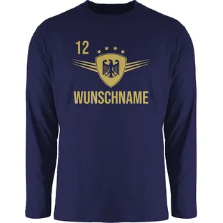 Langarmshirt Herren Langarm Shirt - 2026 Fussball WM Fanartikel - Deutschland mit Namen und Nummer - L - Navy Blau - em 2024 Bekleidung fußball Trikot fußball. Fussball-wm 12 Name - L