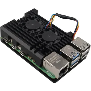 ZDE ZP505 Aluminium Legierung Panzergehäuse für Raspberry Pi 5 Kühlkörper Kühler Gehäuse mit Dual PWM Kühler Lüfter für Raspberry Pi 5 8GB/4GB