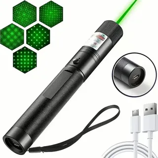 USB Wiederaufladbarer Laserpointer Grün – Metallgehäuse – Für Notfall, Outdoor & Camping – 3,7V - Grün