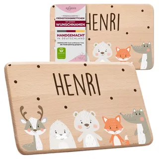 Frühstücksbrettchen Holz, Individuelles Holzbrett mit Namen (22x14 cm) | Schneidebrett für Kinder, personalisiertes Geschenk zur Weihnachten, Geburt, Geburtstagsgeschenk für Mädchen und Jungen