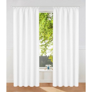 MY HOME Vorhang Raja, Ösen (2 St), blickdicht, Polyester, 2er-Set, Bestseller, einfarbig, modern, pflegeleichte Mikrofaser weiß 140 cm x 265 cm