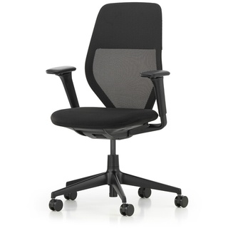 Vitra Bürodrehstuhl mit Armlehnen ACX Light Sitz Silk Mesh nero, Rücken X-Net nero schwarz, Designer Antonio Citterio, 97.5-110.5x65x50-78 cm