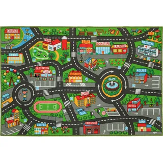 AIYAPLAY Krabbelmatte Baby, Spielmatte 200x150x0,5cm, Rutschfest Krabbeldecke mit Rutschfester Unterseite Stadtmotiv Spielteppich für Kinderzimmer   Aosom
