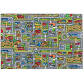 Snapstyle Kinder Spiel Strassenteppich Kinderteppich 200 x 250 cm Grau/Grün