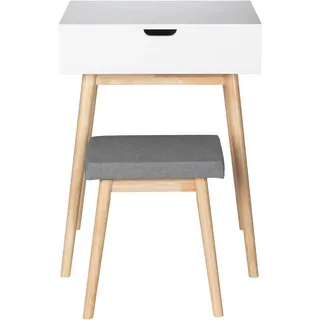 Mid.you Schminktisch, Grau, Natur, Weiß, Holz, Glas, Textil, Holzwerkstoff, Kiefer, massiv, quadratisch, rund, 50x38.5x85 cm, Schlafzimmer, Schminktische