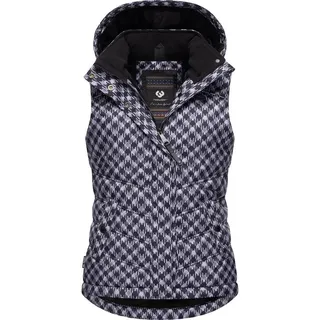 Ragwear Steppweste Hesty Print Weste mit abnehmbarer Kapuze und Hahnentritt Muster lila S (36)