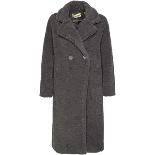 Ledermantel MAZE "42023130", Damen, Gr. XL, grau (anthra), Obermaterial: 100% Polyester / Futter: 100% Polyester, Mäntel