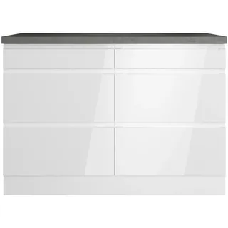 Held Küchen Unterschrank Gera 120 cm Weiß/Beton