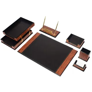 Schreibtisch-Organizer – Schreibtischzubehör – Schreibtisch-Organizer aus Leder – Schreibtisch-Set aus Lederfaserstoff –– Schreibtischzubehör aus Leder – Bürozubehör (Blackrose)