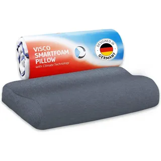 Kopfkissen 40x80 HADAR Wave Quickdry, Höhenverstellbar und ergonomisch | HWS Nackenstützkissen mit Visco-Schaum und Klima-Bezug, für Seitenschläfer & Rückenschläfer, passt in 40 x 80 cm Bezug