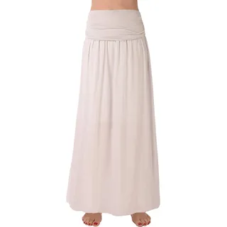 Eitex Zauberhafter Retro Maxirock Damen Sommer Rock Größe 34/36 bis Größe 48/50 verfügbar Langer Maxirock Strandrock Sommerock lang Gürtel Amber Boho Retro Maxirock (hellgrau2, 36/38) - 36-38
