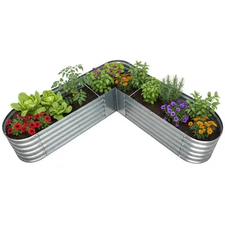 Relaxdays Hochbeet L-Form 43 x 203 x 203 cm Silber